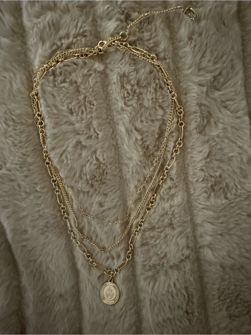 Lauren Ralph Lauren Gold Layered Multi-Chain Necklace with Coin Pendant